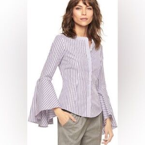 MILLY Blouse Purple Striped Bell Sleeve Blouse Size 4